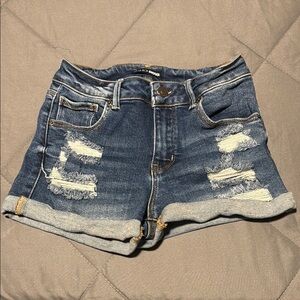 Fashion Nova Blue Distressed Jean Shorts
